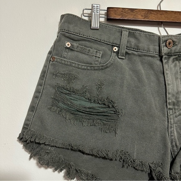Pistola Gigi Low Rise Cut Off Shorts in Burnt Sage - Picture 4 of 9